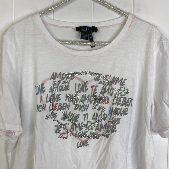 FDJ French Dressing Heart Graffiti Short Sleeve T Shirt SZ XL - Picture 2 of 6